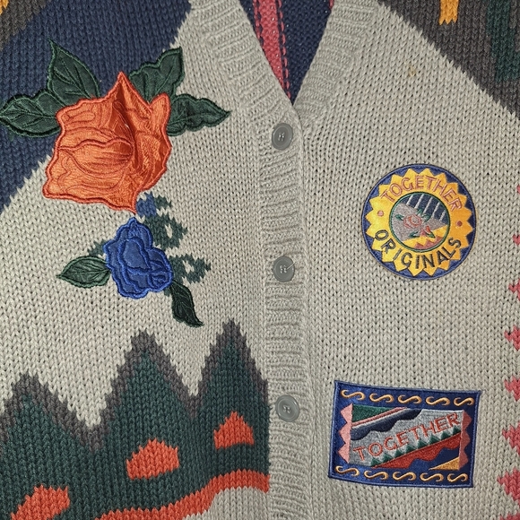 Vtg. Together 90's Cardigan Sweater Button Front/Pockets Women's Size XL - Picture 4 of 10